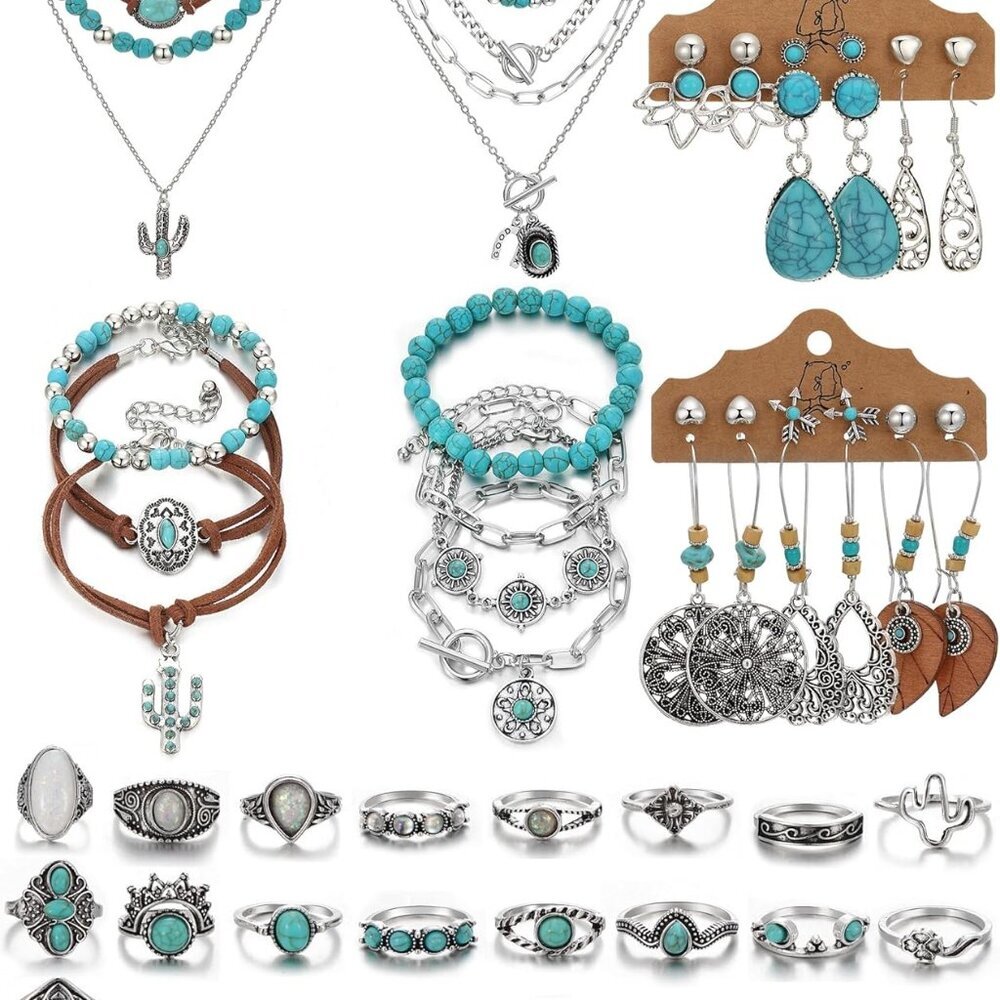 Bohemian Jewelry Set Turquoise For Women Boho Western